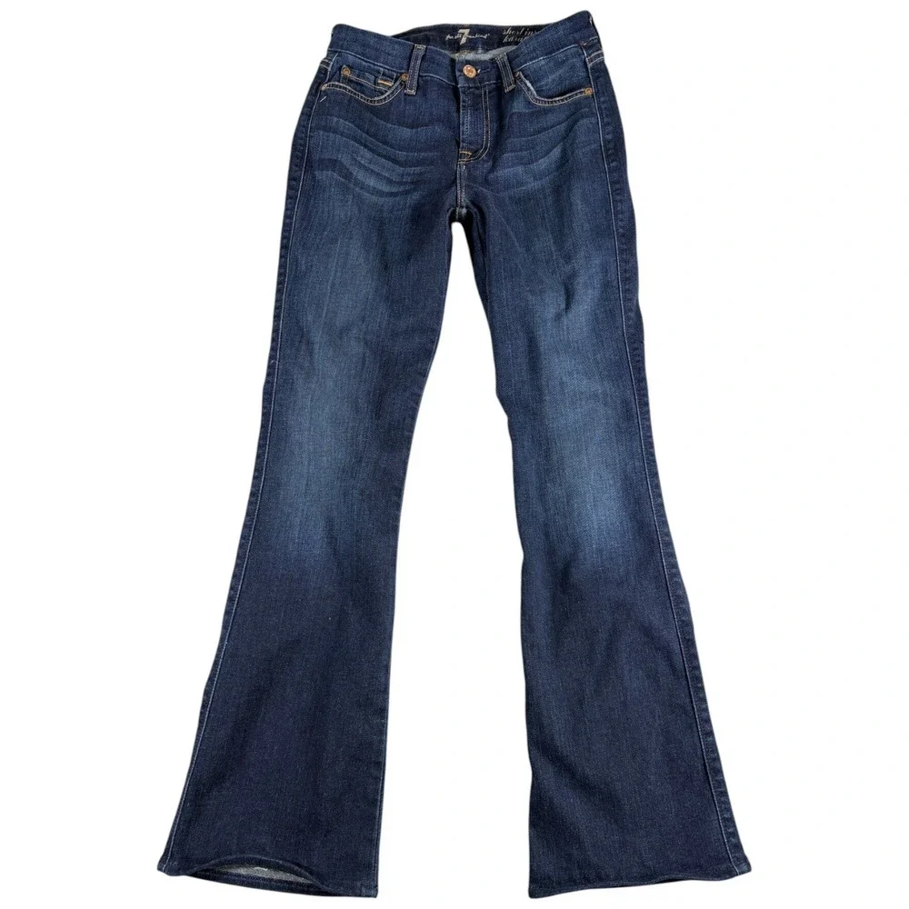 7 For All Mankind Karah Jeans Womens 26 Blue Bootcut Midrise Dark Washed Stretch